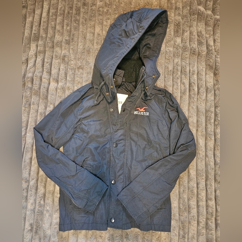 Hollister Men's Navy Hooded Jacket
